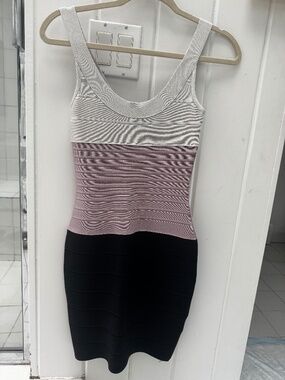 HERVE LEGER COLORBLOCK BODYCON MINI DRESS SIZS XS